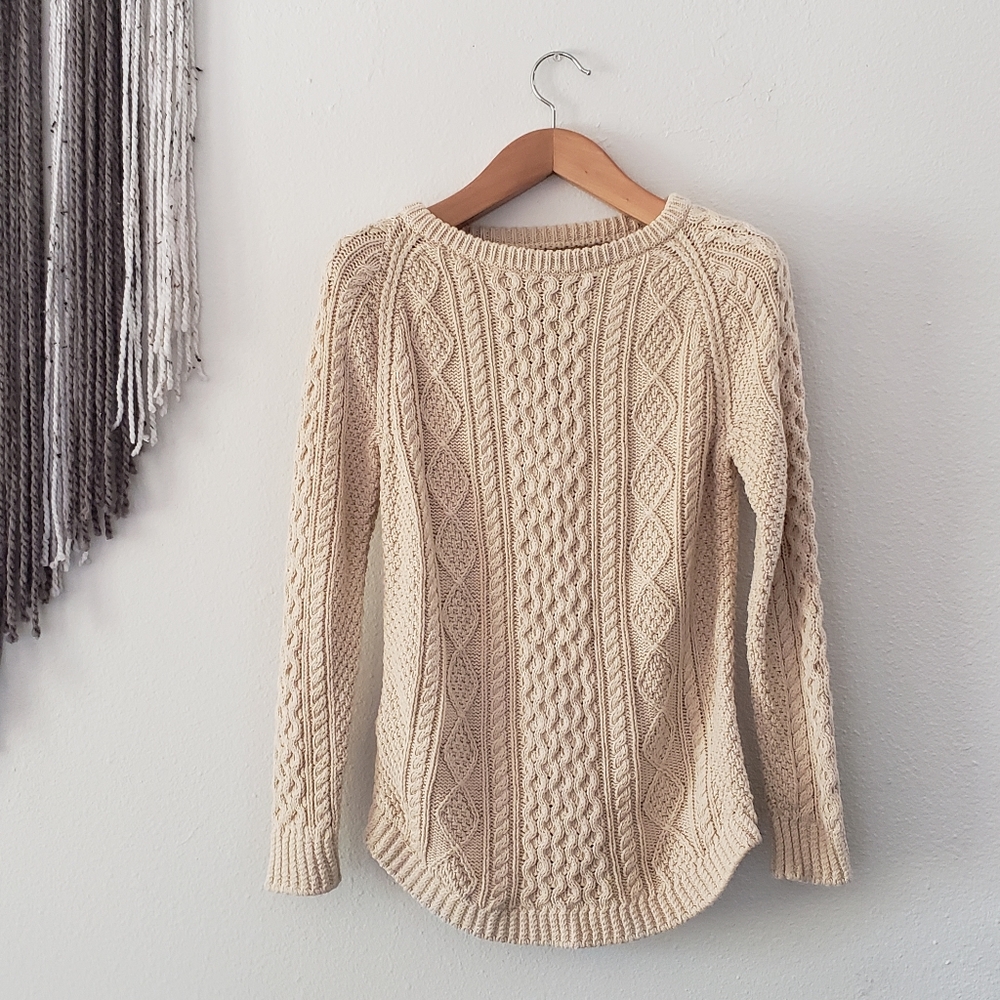 LL Bean Signature Fisherman's Sweater beige women's small